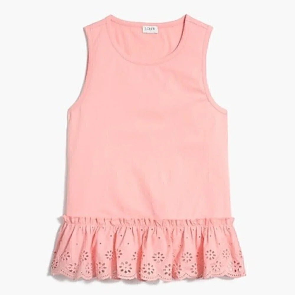 J Crew Factory Eyelet hem tank top Pink